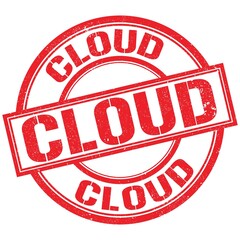 CLOUD text written on red stamp sign