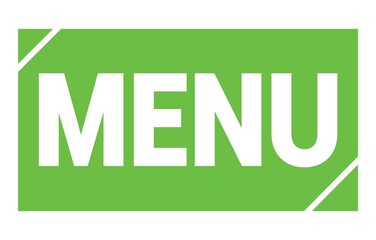 MENU text written on green stamp sign.