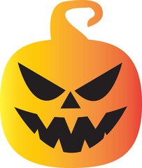 Fototapeta premium Spooky Halloween pumpkin icon with evil face and eyes isolated jack o lantern white background.