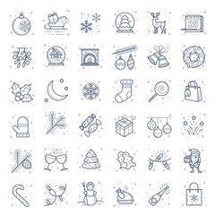Christmas and new year icon set