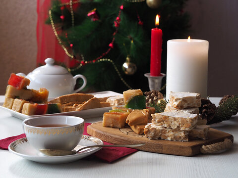 Mediterranean turron - soft nougat with almonds and fruits
