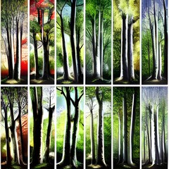 樹木の油絵_木立のリスト