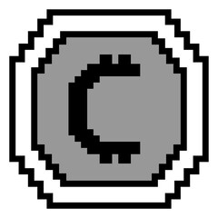 Bitcoin Digital Crypto currency coin icon, binary digital style.  Vector simple icon.