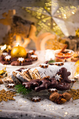 Decorated Christmas table with sweets