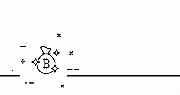 Bitcoin. Financial management, exchange, online, internet, accounting, coin, money bag, Cryptocurrency concept. One line drawing animation. Motion design. Animated technology logo. Video 4K