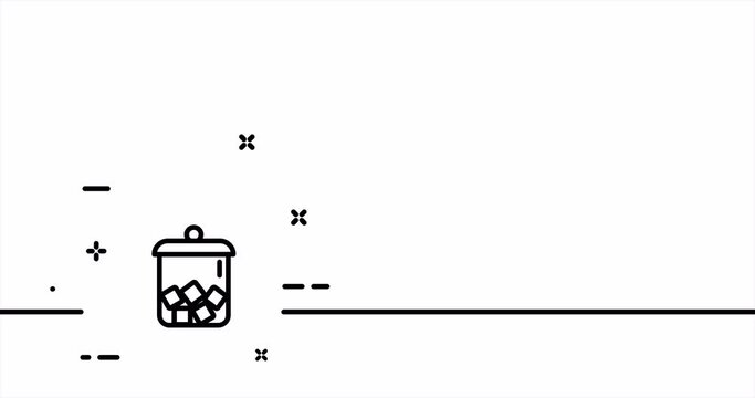 Sugar cubes in a saucepan. Make jam, Sweetness, sugar cubes, coffee, saucepan, diabetes, high quality. Dessert concept. One line drawing animation. Motion design. Animated technology logo. Video 4K