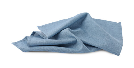 Fototapeta na wymiar New clean light blue cloth napkin isolated on white