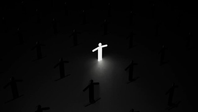 Inspiration 3d anamation. 
An inspired man in a grey crowd
Loop 20-seonds