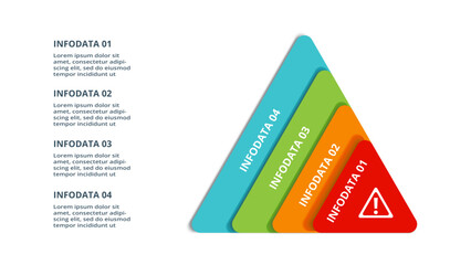 Triangle with 4 elements, infographic template for web, business, presentations, vector illustration. Business data visualization.