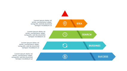 Triangle with 4 elements, infographic template for web, business, presentations, vector illustration. Business data visualization.