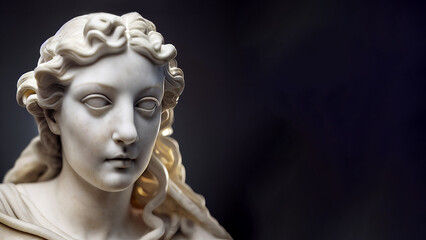 Illustration of a Renaissance marble statue of Muse. Muses are the inspirational goddesses of literature, science, and the arts. The Olympic muses include nine, such as Calliope, Clio, and Thalia.
