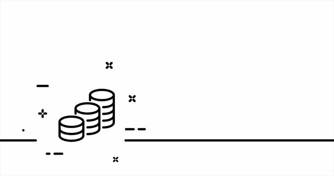 Stack of coin. Career, business, income, growth, salary, tax, paid, banknote, sale, shopping. Money concept. One line drawing animation. Motion design. Animated technology logo. Video 4K