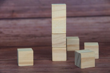 Wooden block with customizable space for text or ideas. Copy space