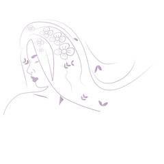 Woman with floral hair