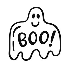 Halloween Ghost Shape, Hand Drawn Cute Spirit Silhouette