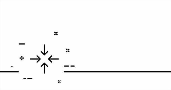 Zoom out arrows. Maximize, minimize, full screen, window, viewer, control panel, button, scale, decrease, technology. One line drawing animation. Motion design. Animated technology logo. Video 4K
