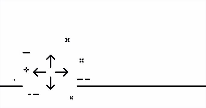 Move cursor. Move object, window control buttons, zoom in and out, arrows, navigation, maximize. Technology concept. One line drawing animation. Motion design. Animated technology logo. Video 4K