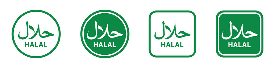 Halal food certified icon. Halal food labels Icon. Halal icon, Vector illustration
