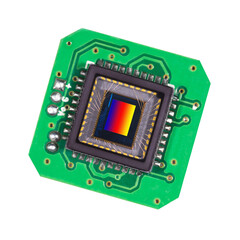 Photosensitive sensor close-up on a green PCB