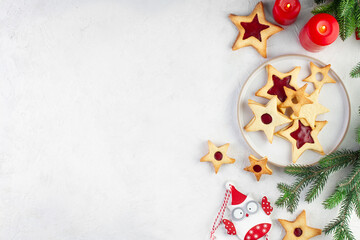 Cookies in the form of stars, copy-space