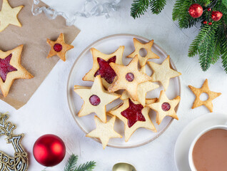 Layout with star shaped christmas cookies