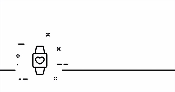 Wristwatch. Time measurement, measure, clock, planning, schedule, alarm, timer, chronometer. Time management concept. One line drawing animation. Motion design. Animated technology logo. Video 4K