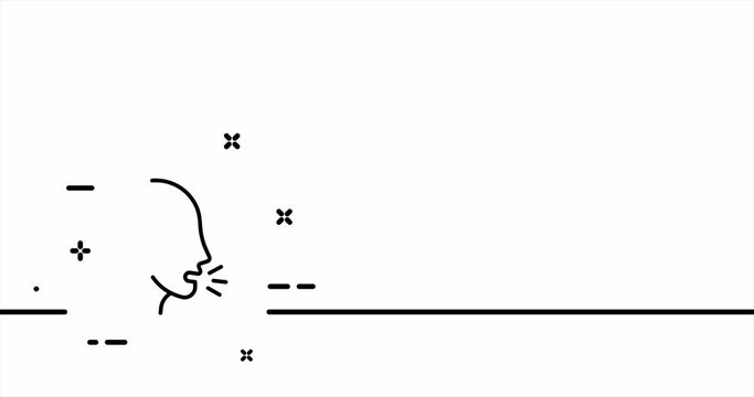 Voice recognition. Biometrics, unlock, confirm identity, verification, ID, personal assistant. Biometry concept. One line drawing animation. Motion design. Animated technology logo. Video 4K