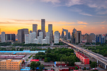 Beijing, China CBD Skyline at Sunset