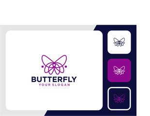butterfly logo design with line art