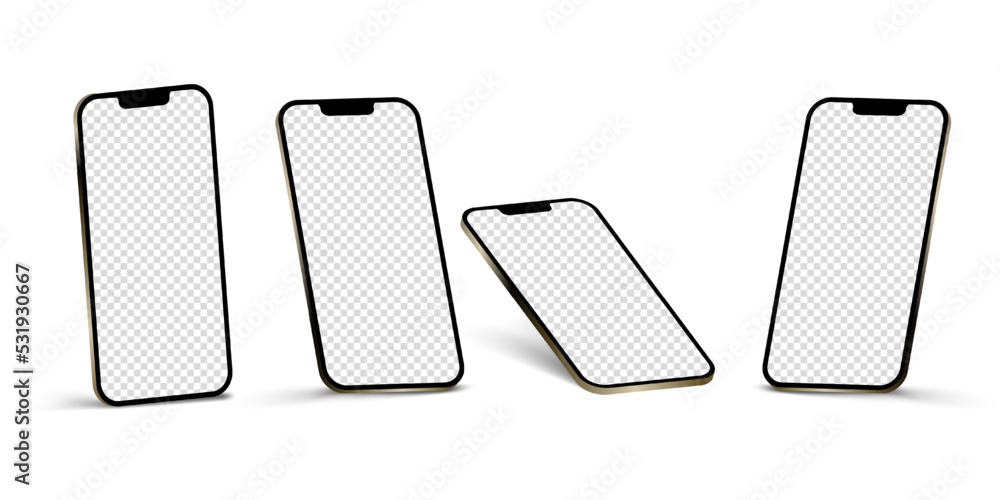 Poster realistic no frame smartphone with transparent screen. mockup phone for visual ui app demonstration.