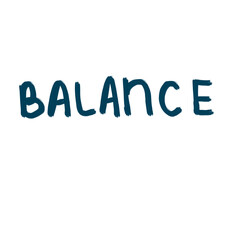 inscription balance, balance in life, blue inscription on a white background