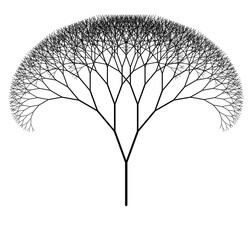 Symmetrical fractal tree. Generative art graphics