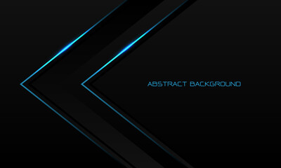 Abstract blue light line arrow direction on black metal with blank space design modern luxury futuristic technology background vector