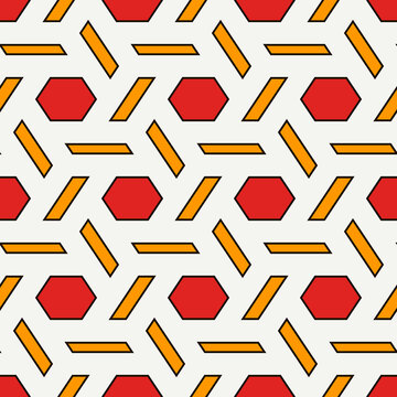 Hexagonal seamless pattern. Honeycomb surface print. Mosaic tiles. Flooring background. Wicker image. Geometric ornament. Vector abstract. Digital paper. Modern geometrical wallpaper