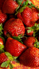 Strawberries background. Close up, selected focus. raw