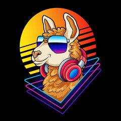 Llama head with retro style  © Almujaddidi