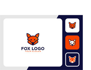 fox logo design with animals and line art