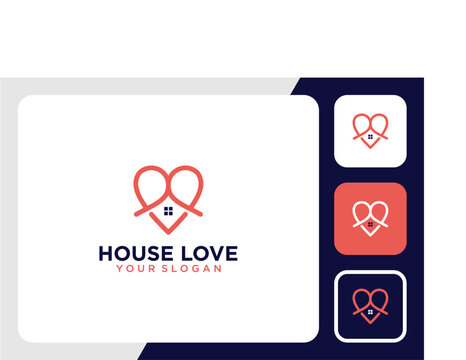 home logo design with love and line art