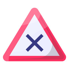 An X mark red triangle Concept, Negation indicator vector Icon design, Modern traffic guide warning sign, Regulatory and recognizable symbol, Mandatory Road signage stock illustration