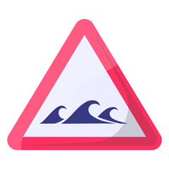 High Sea Waves Red Triangle Concept, Shark Danger Area Vector Icon Design, Modern traffic guide warning sign, Regulatory and recognizable symbol, Mandatory Road signage stock illustration