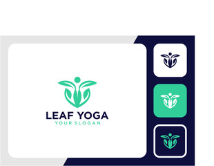 leaf logo design with yoga