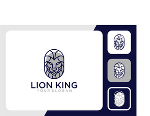 lion logo design with jungle king and line art