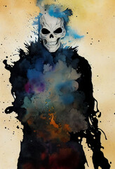 Colorful Creative Skull, Halloween concept 3d rendering
