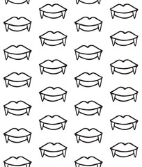 Vector seamless pattern of hand drawn doodle sketch vampire lips isolated on white background