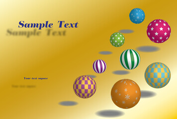 フレーム素材　鮮かな模様のボールのイラスト