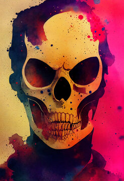 Colorful Creative Skull, Halloween concept 3d rendering