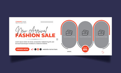 Fashion sale social media facebook cover design and web banner template - obrazy, fototapety, plakaty