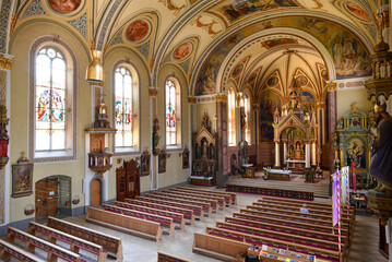Innenansicht Pfarrkirche Schruns (Schrunser Münster) in Schruns im Bezirk Bludenz in Vorarlberg,...