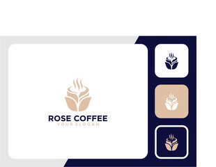 rose logo design with coffee and drink