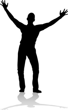 recommend clip art: Man Arms Raised Person Silhouette